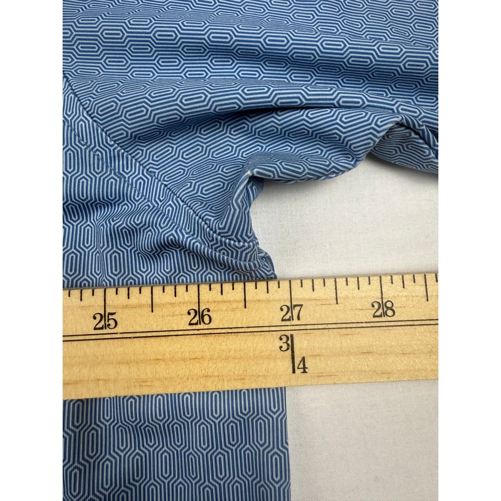 Peter Millar Polo Shirt XXL Blue Geometric Honeycomb Summer Comfort Short Sleeve - Picture 3 of 5